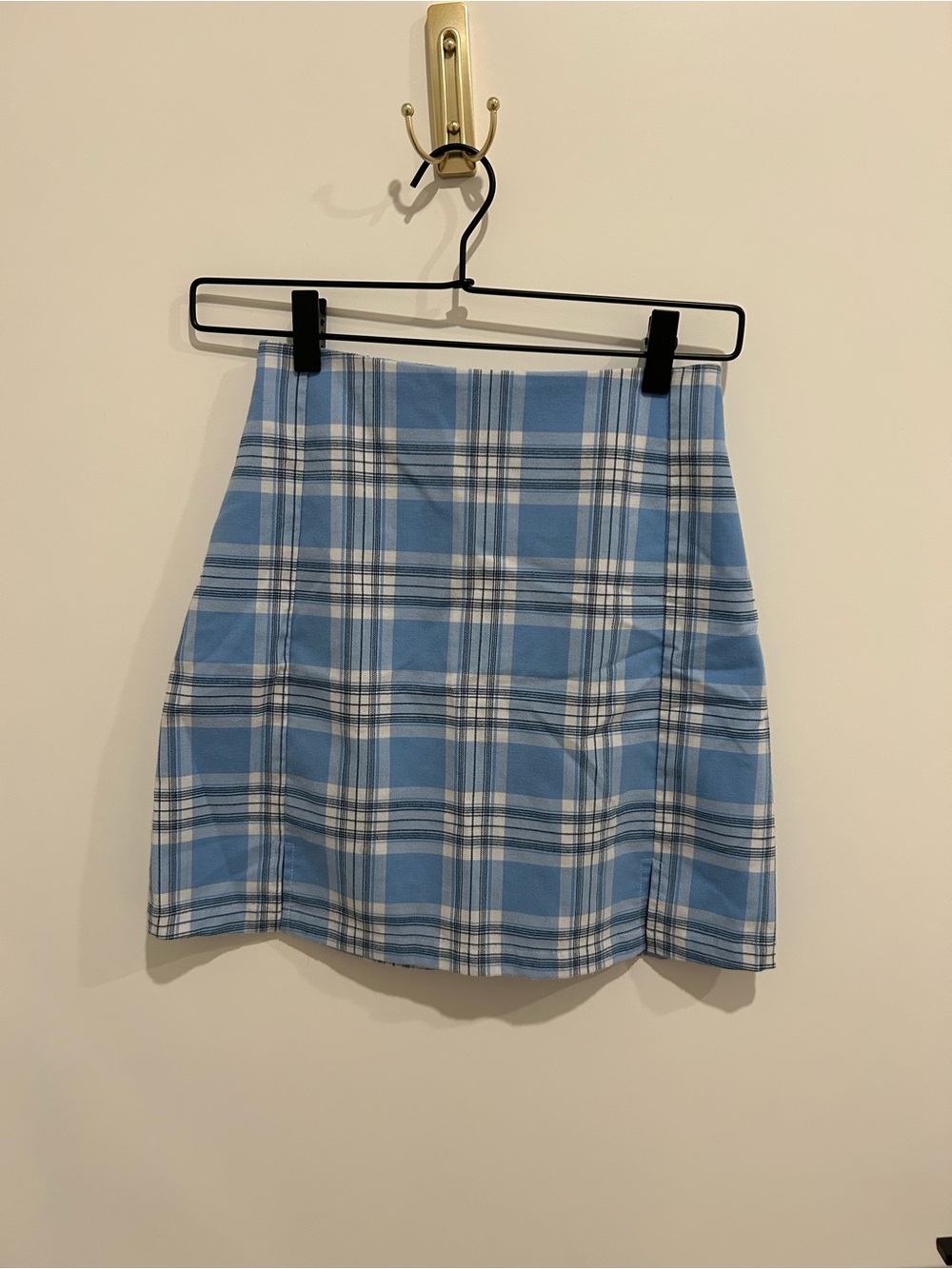 Brandy Melville Light Blue Plaid Mini Skirt